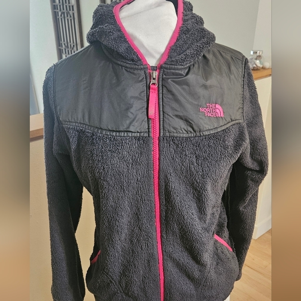 The North Face Dark Suave Oso Gray Sherpa/Fleece Full Zip Hooded Jacket Sz XL 18